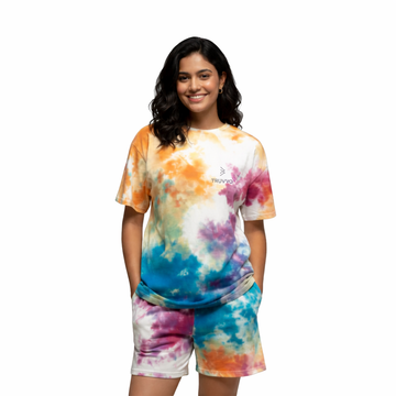 Women's Casual Tee & Shorts Set Tie-Dye