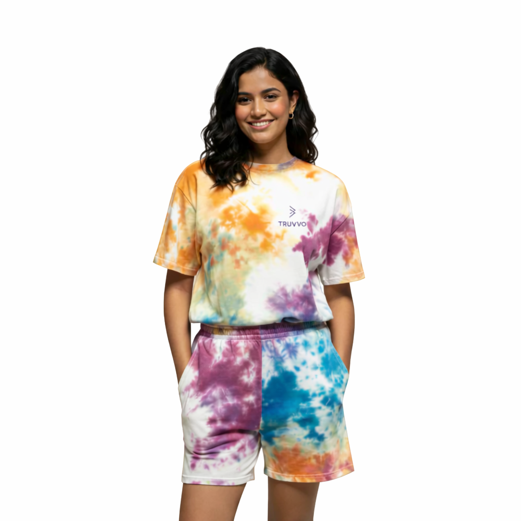 Women's Casual Tee & Shorts Set Tie-Dye