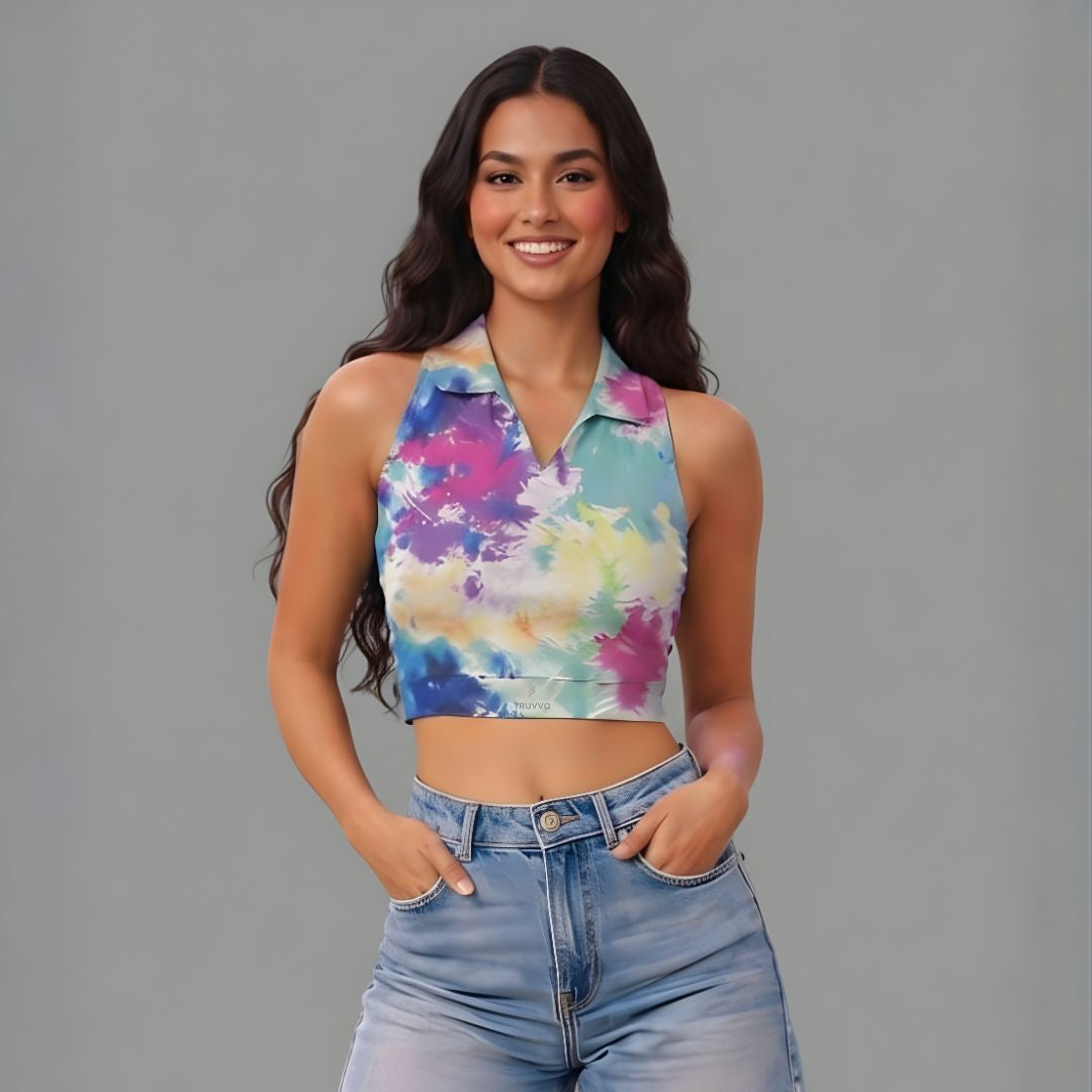 Women's Workout Crop Top Tie-Dye